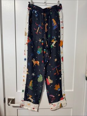 Women’s Black Zodiac Print Silk Pants - Multicolor